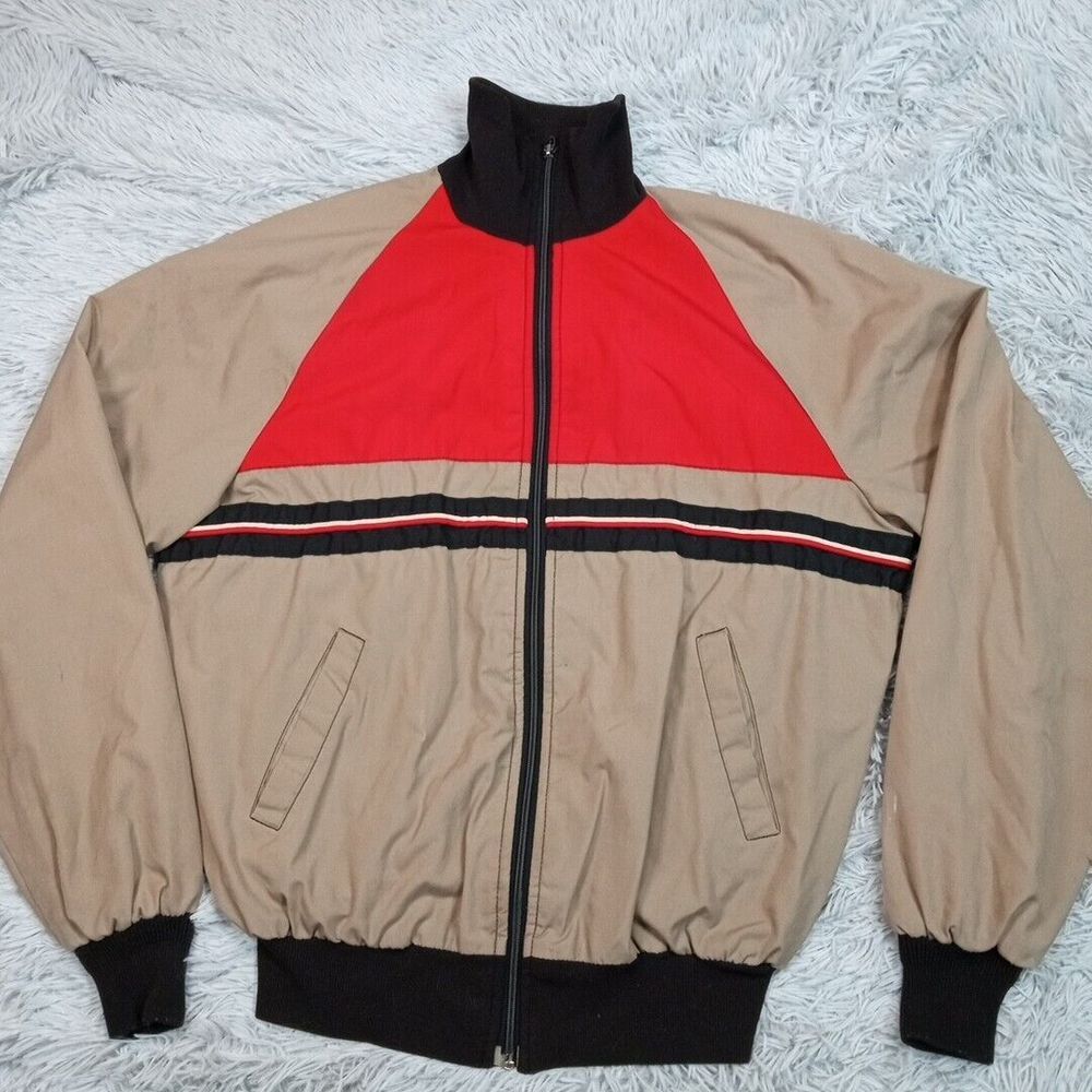 Vintage Field & Stream Jacket Mens‎ 44L Biege Windbreaker Pockets Zip Up Chore